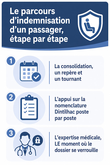 étapes indemnisation passager accident routier